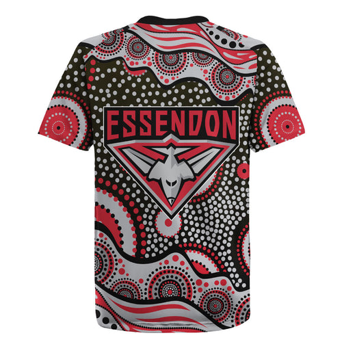 Essendon Bombers Rugby Jersey Aboriginal Dot Pattern - Football Mascot Heritage Pride
