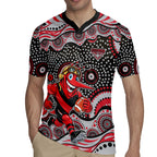 Essendon Bombers Rugby Jersey Aboriginal Dot Pattern - Football Mascot Heritage Pride