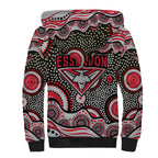 Essendon Bombers Sherpa Hoodie Aboriginal Dot Pattern - Football Mascot Heritage Pride