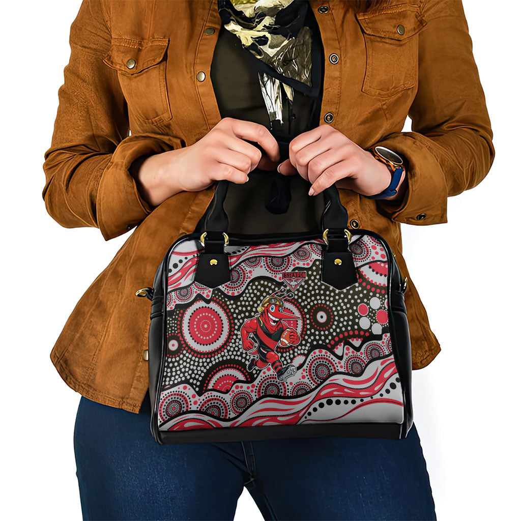Essendon Bombers Shoulder Handbag Aboriginal Dot Pattern - Football Mascot Heritage Pride