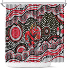 Essendon Bombers Shower Curtain Aboriginal Dot Pattern - Football Mascot Heritage Pride