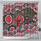 Essendon Bombers Shower Curtain Aboriginal Dot Pattern - Football Mascot Heritage Pride