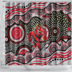 Essendon Bombers Shower Curtain Aboriginal Dot Pattern - Football Mascot Heritage Pride