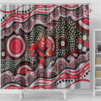 Essendon Bombers Shower Curtain Aboriginal Dot Pattern - Football Mascot Heritage Pride