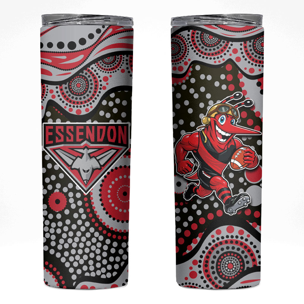Essendon Bombers Skinny Tumbler Aboriginal Dot Pattern - Football Mascot Heritage Pride