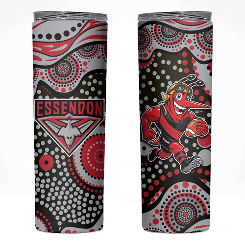 Essendon Bombers Skinny Tumbler Aboriginal Dot Pattern - Football Mascot Heritage Pride