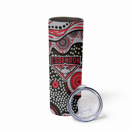 Essendon Bombers Skinny Tumbler Aboriginal Dot Pattern - Football Mascot Heritage Pride