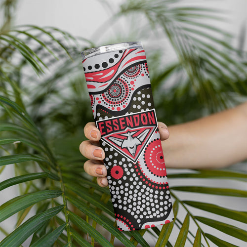 Essendon Bombers Skinny Tumbler Aboriginal Dot Pattern - Football Mascot Heritage Pride