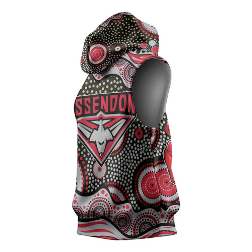 Essendon Bombers Sleeveless Hoodie Aboriginal Dot Pattern - Football Mascot Heritage Pride