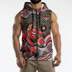 Essendon Bombers Sleeveless Zip Hoodie Aboriginal Dot Pattern - Football Mascot Heritage Pride