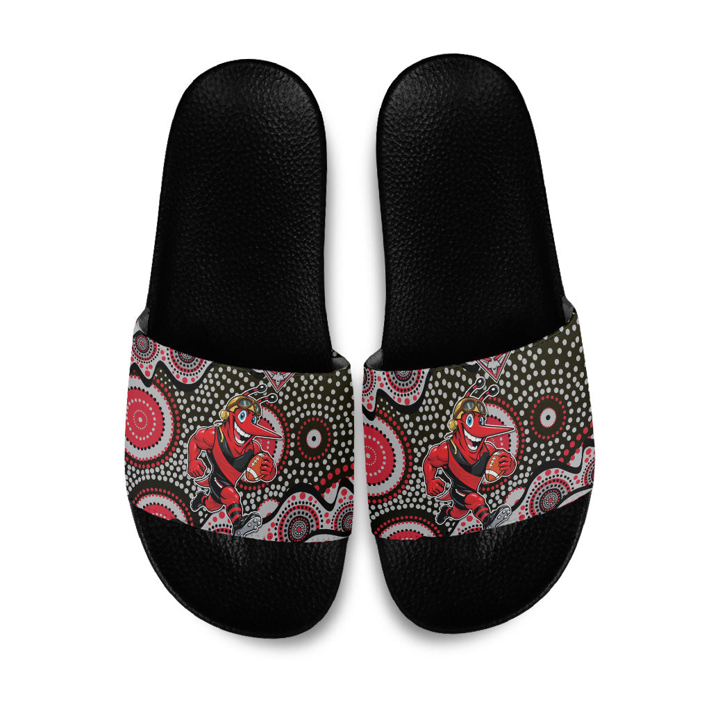 Essendon Bombers Slide Sandals Aboriginal Dot Pattern - Football Mascot Heritage Pride