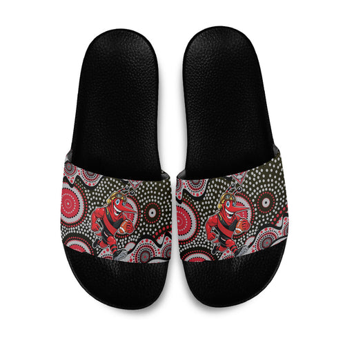 Essendon Bombers Slide Sandals Aboriginal Dot Pattern - Football Mascot Heritage Pride