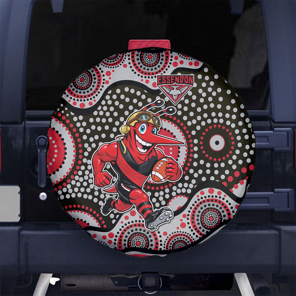 Essendon Bombers Spare Tire Cover Aboriginal Dot Pattern - Football Mascot Heritage Pride