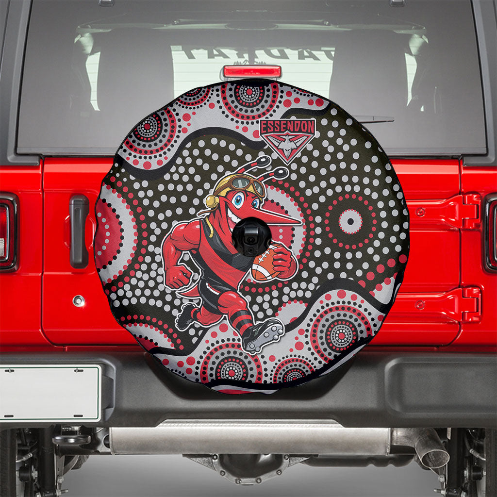 Essendon Bombers Spare Tire Cover Aboriginal Dot Pattern - Football Mascot Heritage Pride