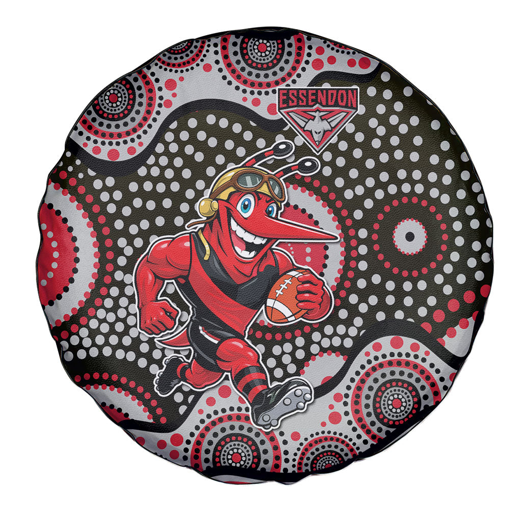 Essendon Bombers Spare Tire Cover Aboriginal Dot Pattern - Football Mascot Heritage Pride
