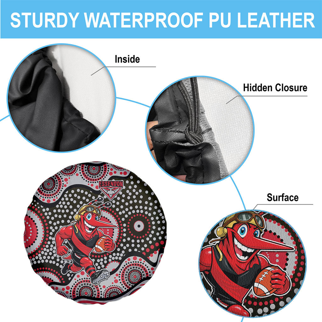 Essendon Bombers Spare Tire Cover Aboriginal Dot Pattern - Football Mascot Heritage Pride