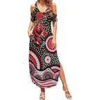 Essendon Bombers Summer Maxi Dress Aboriginal Dot Pattern - Football Mascot Heritage Pride