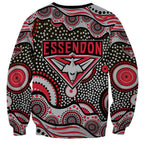Essendon Bombers Sweatshirt Aboriginal Dot Pattern - Football Mascot Heritage Pride