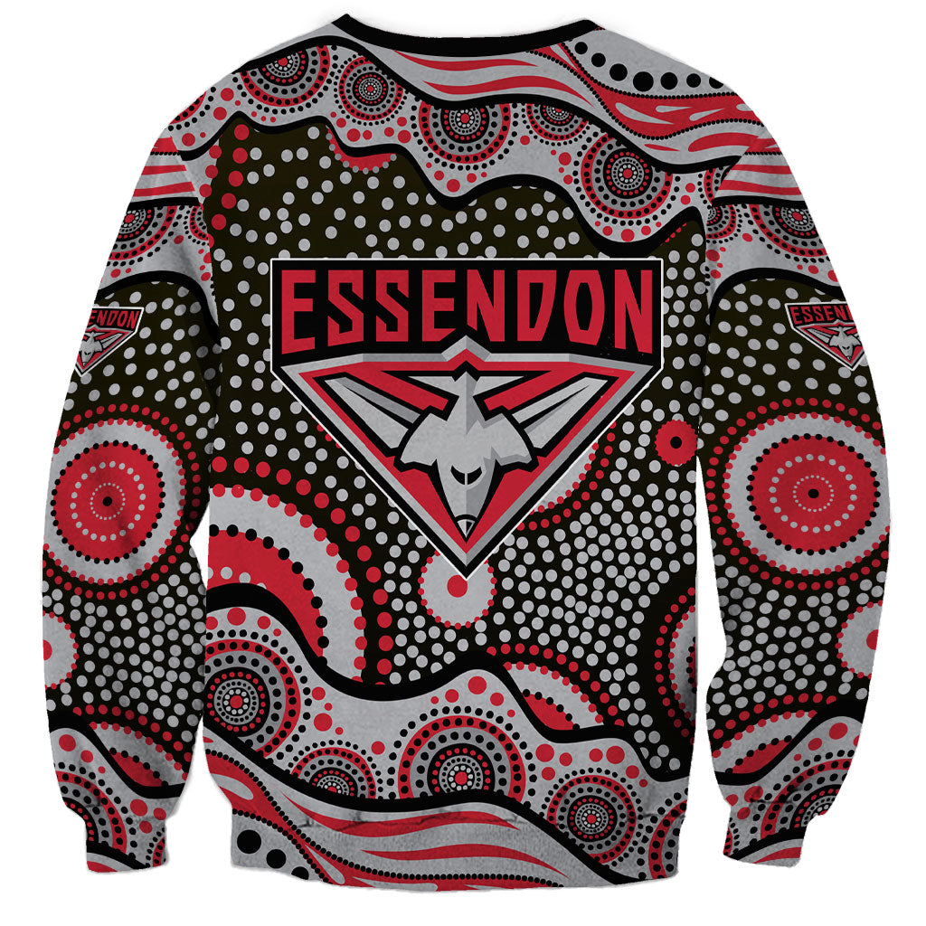 Essendon Bombers Sweatshirt Aboriginal Dot Pattern - Football Mascot Heritage Pride