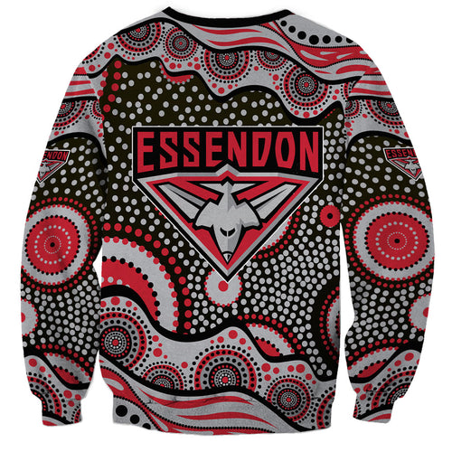 Essendon Bombers Sweatshirt Aboriginal Dot Pattern - Football Mascot Heritage Pride