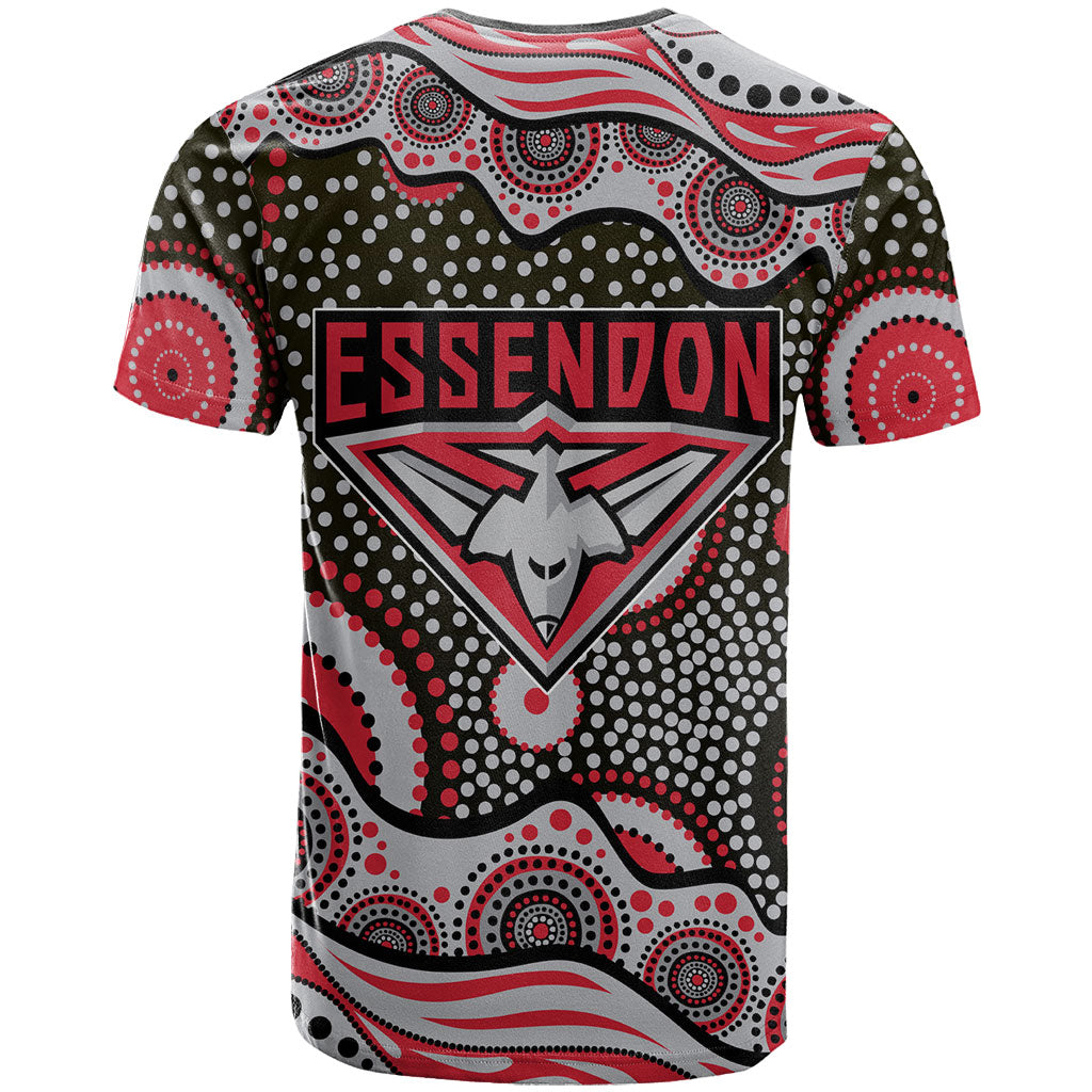 Essendon Bombers T Shirt Aboriginal Dot Pattern - Football Mascot Heritage Pride