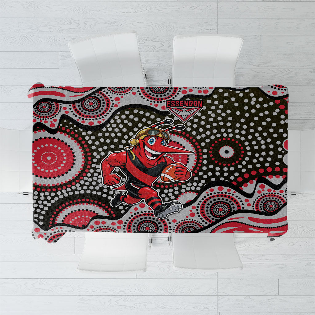 Essendon Bombers Tablecloth Aboriginal Dot Pattern - Football Mascot Heritage Pride