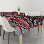 Essendon Bombers Tablecloth Aboriginal Dot Pattern - Football Mascot Heritage Pride