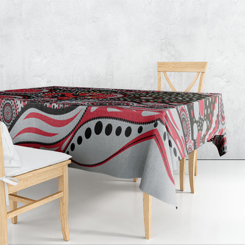 Essendon Bombers Tablecloth Aboriginal Dot Pattern - Football Mascot Heritage Pride