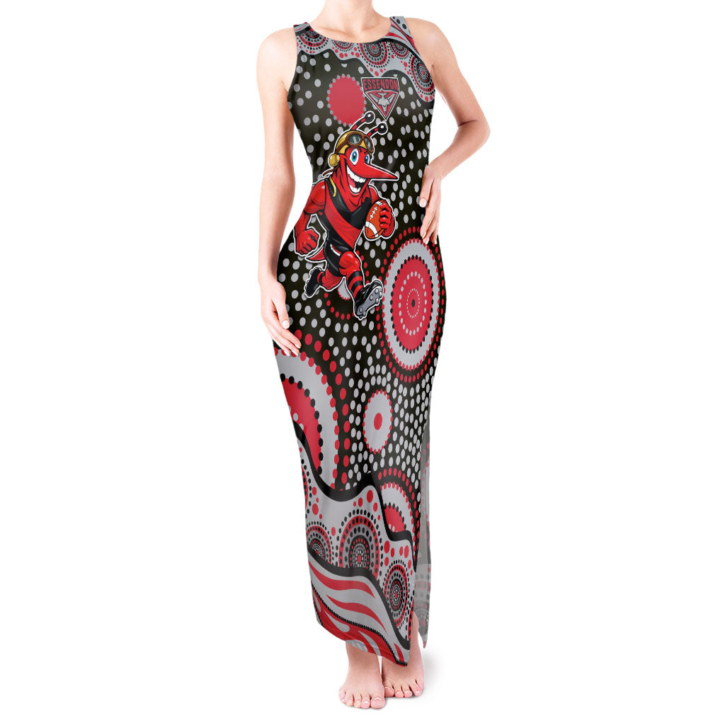 Essendon Bombers Tank Maxi Dress Aboriginal Dot Pattern - Football Mascot Heritage Pride