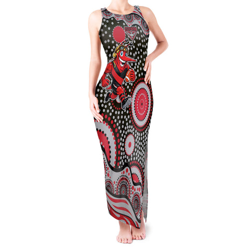 Essendon Bombers Tank Maxi Dress Aboriginal Dot Pattern - Football Mascot Heritage Pride