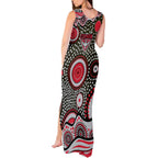 Essendon Bombers Tank Maxi Dress Aboriginal Dot Pattern - Football Mascot Heritage Pride