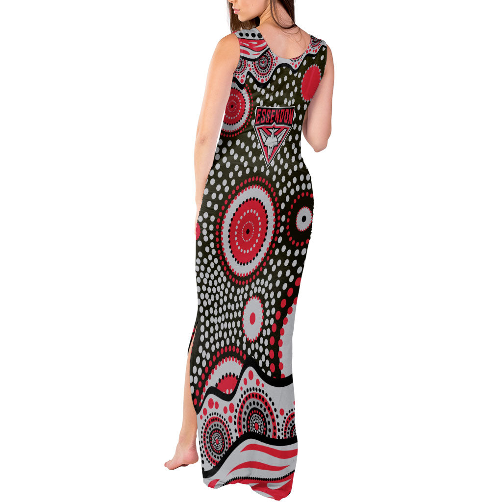 Essendon Bombers Tank Maxi Dress Aboriginal Dot Pattern - Football Mascot Heritage Pride