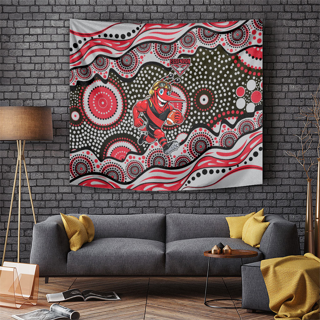 Essendon Bombers Tapestry Aboriginal Dot Pattern - Football Mascot Heritage Pride