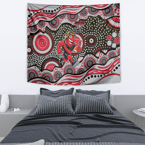 Essendon Bombers Tapestry Aboriginal Dot Pattern - Football Mascot Heritage Pride