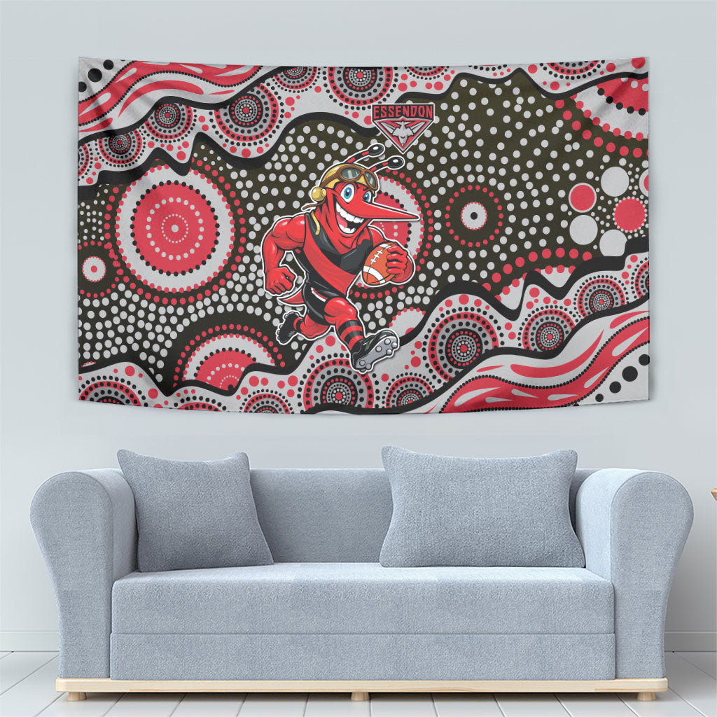 Essendon Bombers Tapestry Aboriginal Dot Pattern - Football Mascot Heritage Pride