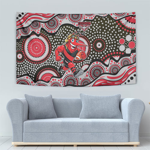 Essendon Bombers Tapestry Aboriginal Dot Pattern - Football Mascot Heritage Pride