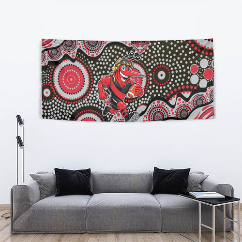 Essendon Bombers Tapestry Aboriginal Dot Pattern - Football Mascot Heritage Pride