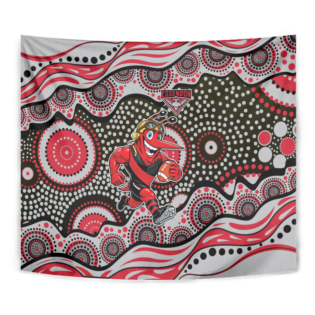 Essendon Bombers Tapestry Aboriginal Dot Pattern - Football Mascot Heritage Pride