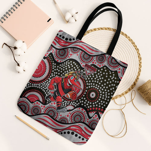 Essendon Bombers Tote Bag Aboriginal Dot Pattern - Football Mascot Heritage Pride