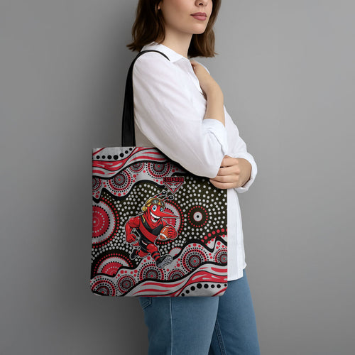 Essendon Bombers Tote Bag Aboriginal Dot Pattern - Football Mascot Heritage Pride