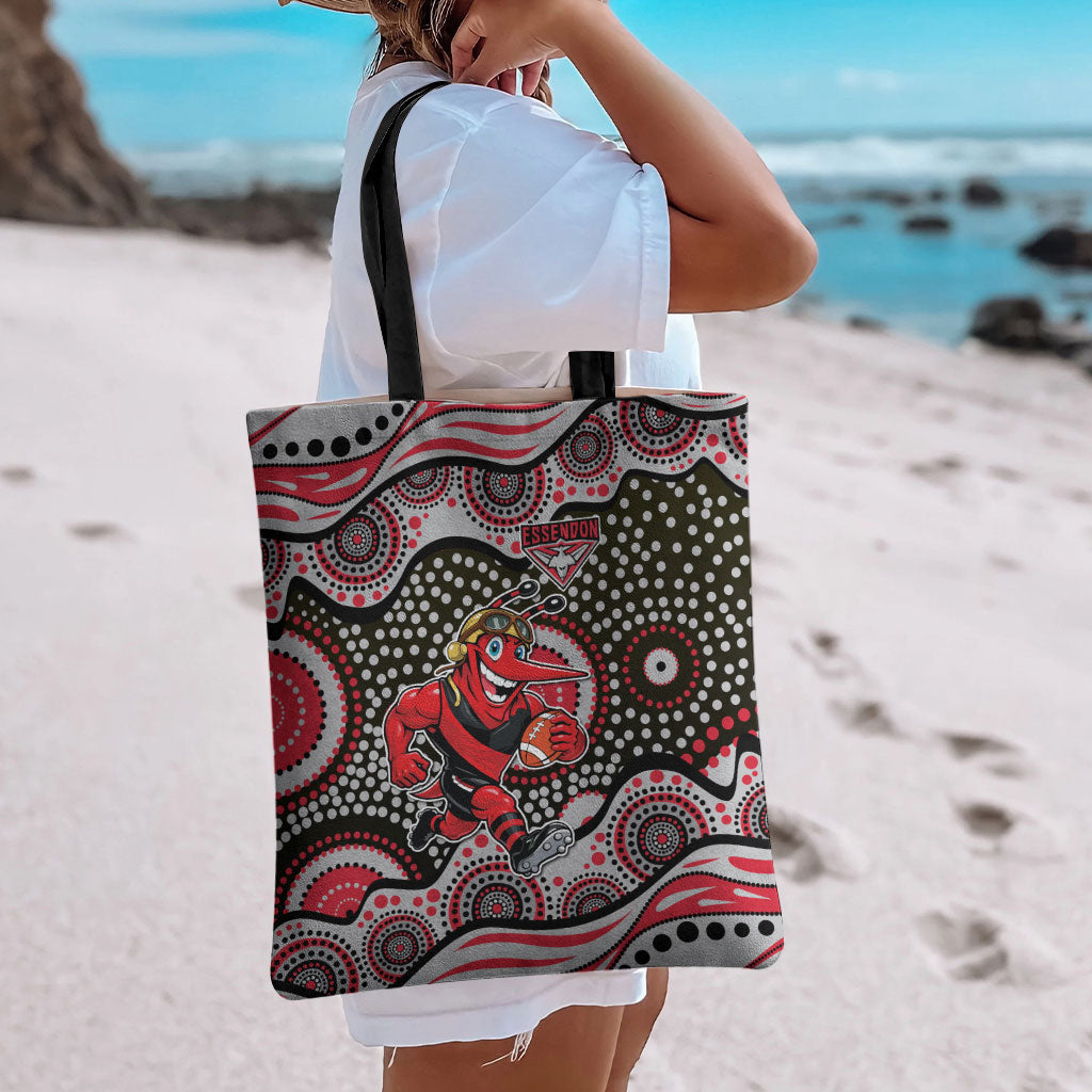 Essendon Bombers Tote Bag Aboriginal Dot Pattern - Football Mascot Heritage Pride