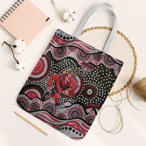 Essendon Bombers Tote Bag Aboriginal Dot Pattern - Football Mascot Heritage Pride
