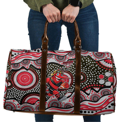 Essendon Bombers Travel Bag Aboriginal Dot Pattern - Football Mascot Heritage Pride