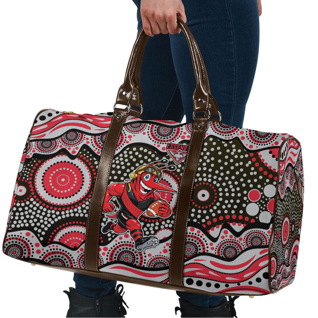 Essendon Bombers Travel Bag Aboriginal Dot Pattern - Football Mascot Heritage Pride