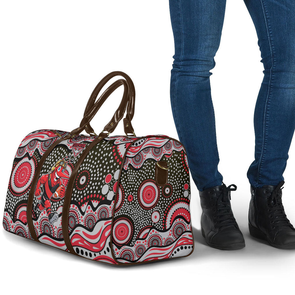 Essendon Bombers Travel Bag Aboriginal Dot Pattern - Football Mascot Heritage Pride