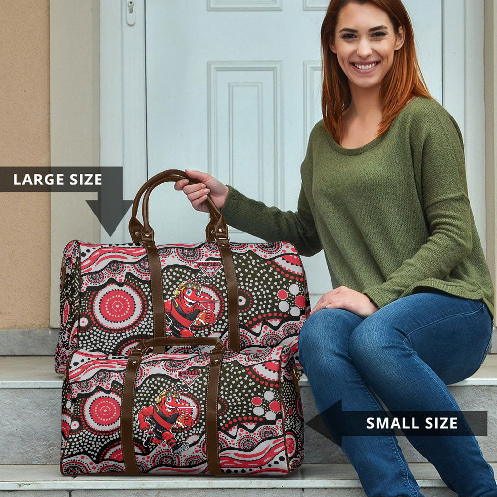 Essendon Bombers Travel Bag Aboriginal Dot Pattern - Football Mascot Heritage Pride