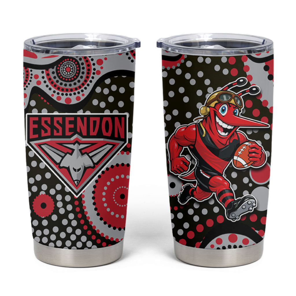 Essendon Bombers Tumbler Cup Aboriginal Dot Pattern - Football Mascot Heritage Pride