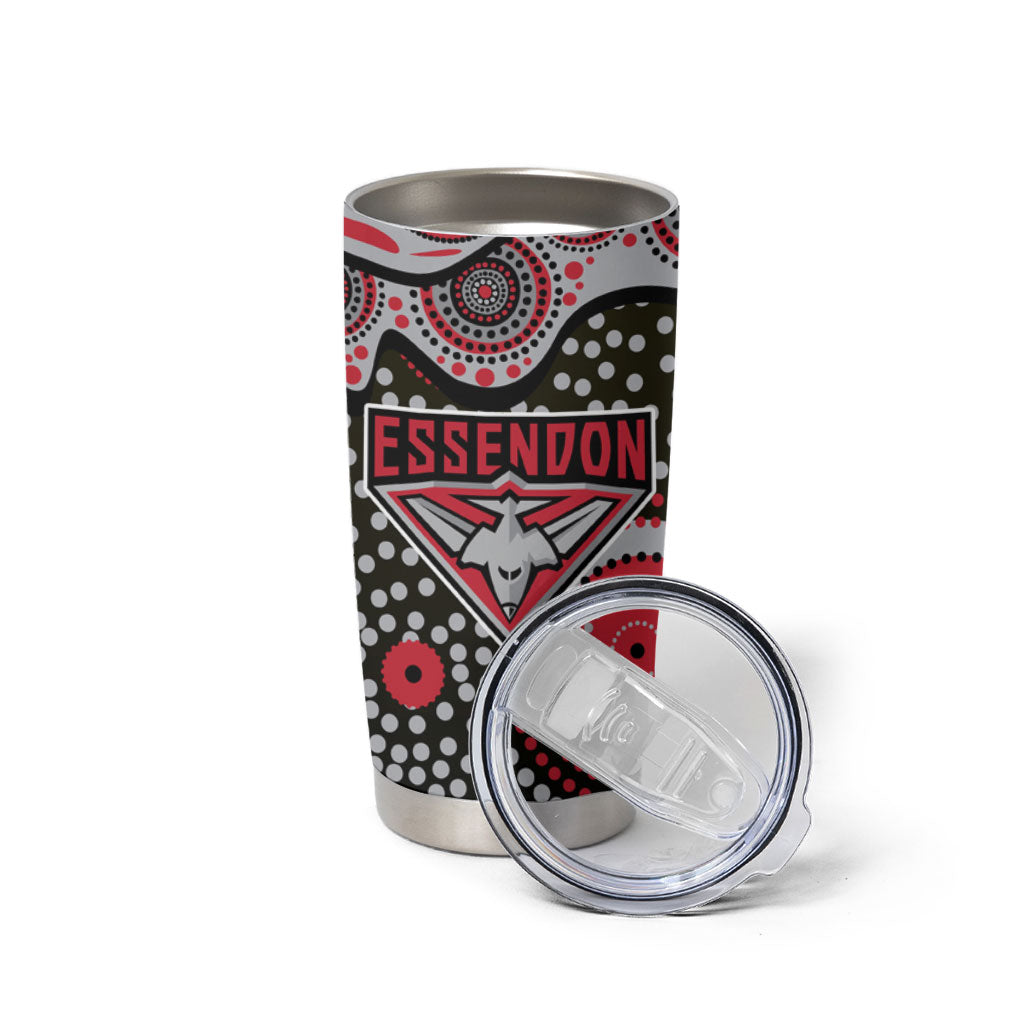 Essendon Bombers Tumbler Cup Aboriginal Dot Pattern - Football Mascot Heritage Pride