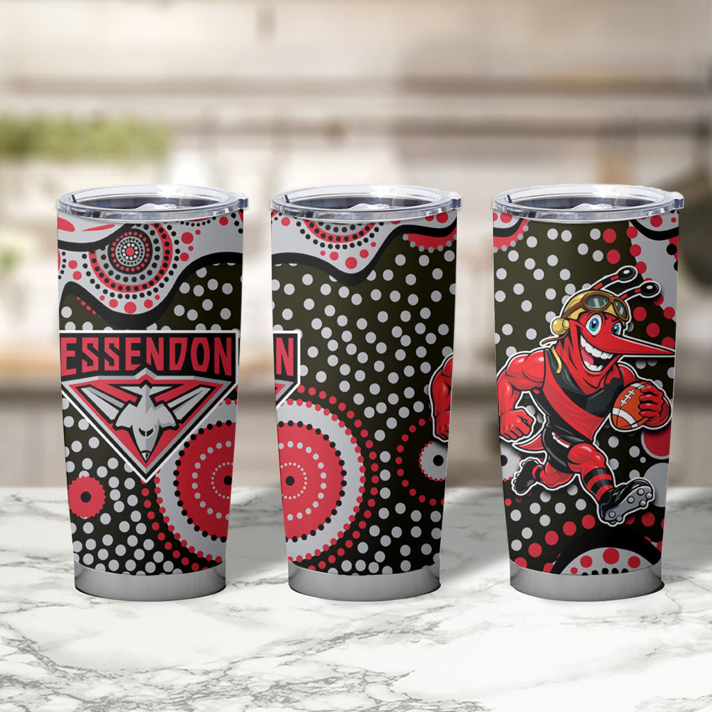 Essendon Bombers Tumbler Cup Aboriginal Dot Pattern - Football Mascot Heritage Pride