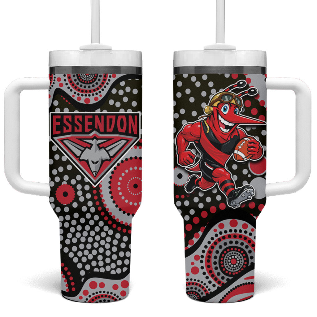 Essendon Bombers Tumbler With Handle Aboriginal Dot Pattern - Football Mascot Heritage Pride